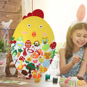 DIY Simțit Pentru Copii Simțit Paste Pui Set Cu Detasabila Ornamente de Paști Perete Jocuri Decorare de Cadouri Pentru Paște Decor Consumabile