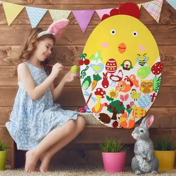 DIY Simțit Pentru Copii Simțit Paste Pui Set Cu Detasabila Ornamente de Paști Perete Jocuri Decorare de Cadouri Pentru Paște Decor Consumabile