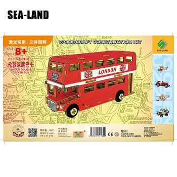 Jucărie pentru copii De 3D Puzzle din Lemn Pentru Copii de Tăiere cu Laser Londra Autobuz supraetajat Montessori Educationaly Diy Jucărie Cadou Pentru Adulți