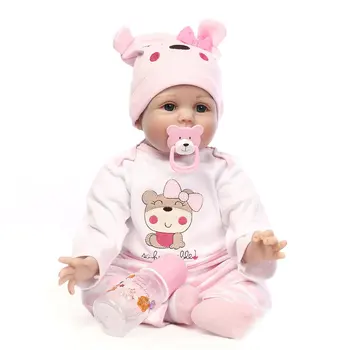 Drăguț Silicon Moale Renăscut de Dormit Baby Doll Realiste Nou-născut Papusa Handmade Realist BeBe Păpuși Reborn 55cm 57cm Cadouri