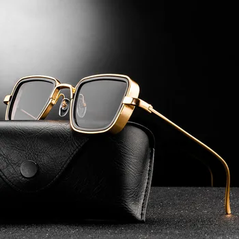 Moda Steampunk ochelari de Soare Brand Design Bărbați Femei Vintage Square Metal Punk ochelari de Soare UV400 Ochelari de Nuante