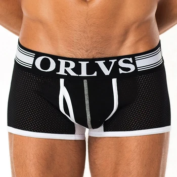 ORLVS Brand Bărbați Boxeri de Bumbac Sexy Bărbați Lenjerie Respirabil Bărbați Chiloți de sex Masculin Chilotei pantaloni Scurți Boxeri Penis Pungă Lenjerie de sex Masculin