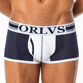 ORLVS Brand Bărbați Boxeri de Bumbac Sexy Bărbați Lenjerie Respirabil Bărbați Chiloți de sex Masculin Chilotei pantaloni Scurți Boxeri Penis Pungă Lenjerie de sex Masculin