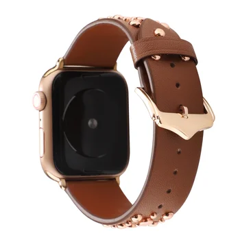 Noua Trupa Punk Pentru Apple Watch Watchband 38mm 40mm 42mm 44mm din Piele Decorative nit Brățară Apple iWatch Seria 2 3 4 5 Curea