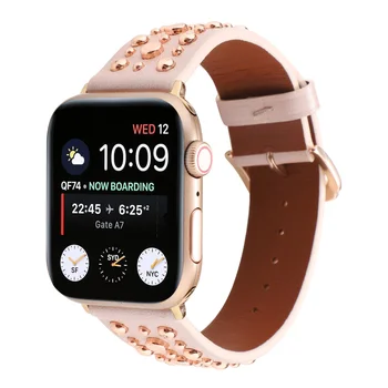 Noua Trupa Punk Pentru Apple Watch Watchband 38mm 40mm 42mm 44mm din Piele Decorative nit Brățară Apple iWatch Seria 2 3 4 5 Curea