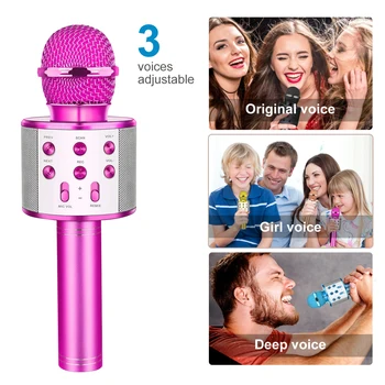Wireless Bluetooth Microfon Karaoke 3in1 Portabile Karaoke pentru Copii de Craciun Cadou Muzical Etapă Jucărie Muzicală Cântând Difuzor