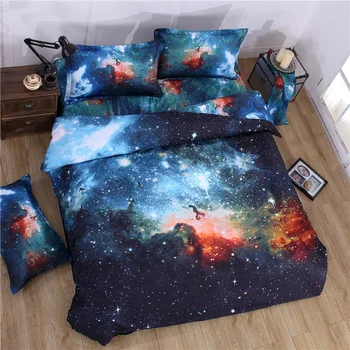 Galaxy 3d Set de lenjerie de Pat Duvet Cover Set Univers Spațiu Tematice pernă carpetă acopere, plat Foaie 40