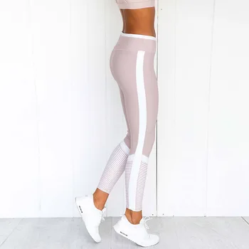 NORMOV Moda Femei Seturi Casual Dungă Mozaic Seturi Skinny cu Talie Înaltă Elastic Push-Up Poliester Fitness Faminina Seturi