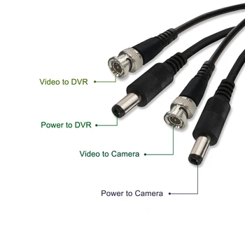 DELIA 18m/30m/50m alimentare & BNC Cablu de Extensie Mai buna calitate BNC Cablu 2 in 1 Camera de Supraveghere Video + cablu de alimentare