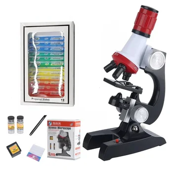 Copii Copii Copii de Învățământ Devreme Laborator 1200X Microscop cu 12pcs lame de Microscop, Instrumente Științifice Set de Jucării