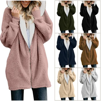 Europene și Americane de femei 2018 toamna și iarna nou cald miel haină de blană cu fermoar de dimensiuni mari de pluș Jachete
