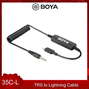 BOYA 35C-L 3.5 mm TRS să Fulgere pentru Telefon, Cablu Audio Auto-Alimentat Microfoane cu care Transportă Caz pentru iPhone iPad iOS