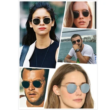 Lentile de sticla Rotund ochelari de Soare Femei, Omul de Brand Designer de Mici Vintage Retro ochelari de soare de Conducere Ochelari de Soare Metal Ochelari de UV400