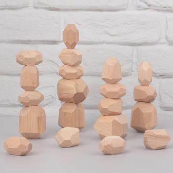 Pentru copii din Lemn de Culoare Piatra Jenga Bloc Jucărie de Învățământ Creativ Stil Nordic Stivuire Joc Curcubeu de Jucării din Lemn Cadou
