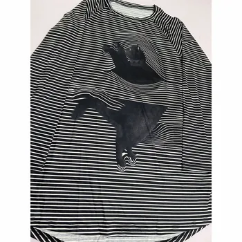 S-XXXL Dungi impresie cat de imprimare Femei Casual Cat Imprima O-Gât Vrac Maneca Lunga T-shirt Bluza Top printre noi חולצות נשים F4