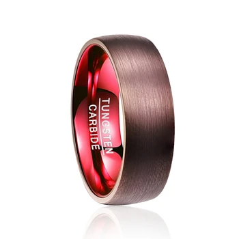 Noi Inele de Logodna 8mm Grosime Placat cu Maro Roșu Dom Carbură de Tungsten Inel Om Rece Nunta Brand Cutie de Bijuterii Cadou