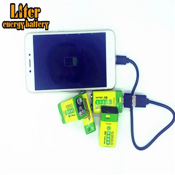 9V 6F22 USB 1200mAh Lipo baterie reîncărcabilă litiu-ion baterie+9V LED, Incarcator pentru alarma de fum wireless microfon Chitara Interfon