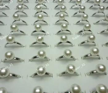 50Pcs Nou Ansamblu de Bijuterii mai mare parte o Mulțime de Moda Pearl Placat cu Argint Inele Pentru Femei Bijuterii LR522 Transport Gratuit