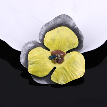 JUJIE Epocă Email Galben Floare de Brose Pentru Femei 2019 Multicolor Piatra Brosa Ace Pentru Îmbrăcăminte exterioară Uzina de Bijuterii Dropshipping