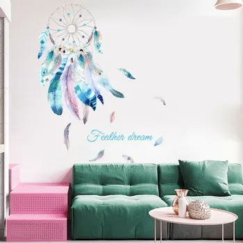 Dreamcatcher Pene de Autocolante de Perete Dormitor, camera pentru Copii, Living Eco-friendly de Perete Decalcomanii de Vinil Autocolant DIY picturi Murale decor Acasă