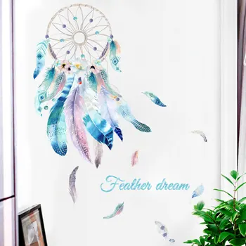 Dreamcatcher Pene de Autocolante de Perete Dormitor, camera pentru Copii, Living Eco-friendly de Perete Decalcomanii de Vinil Autocolant DIY picturi Murale decor Acasă