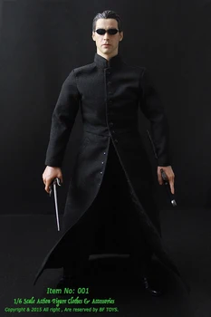 Scara 1:6 Model Matrix NEO Keanu Reeves Haină Neagră de Îmbrăcăminte Costume De 12