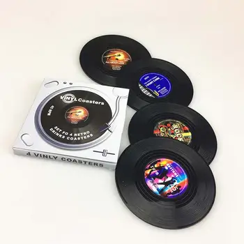 4buc Filare Retro Vinil Băuturi roller-Coastere CD Record Cupa Mat Creative Decor Cafea Placemat Bea Cupa Placemat Tacamuri Gadget-uri