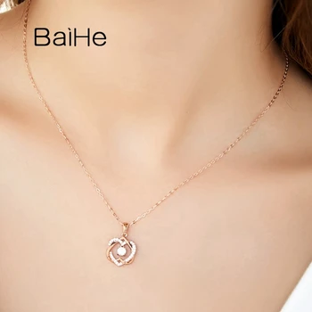 BAIHE Solid 18K Alb/Galben/Aur roz 0.34 ct Diamante Naturale Colier Femei pandantiv Inima Colier Bijuterii Fine 2020 новинка