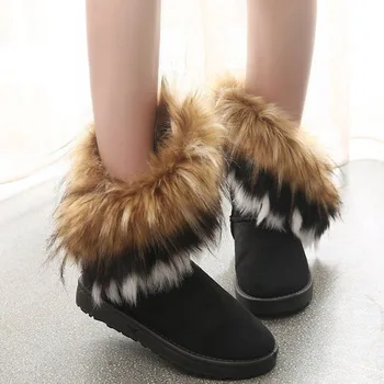 Iarna Cald Blana Femei Cizme Femei Ghete Pentru Femei Pantofi de Zăpadă Stil Rotund-deget de la picior anti-Alunecare Pe Femeie Turma Snow Boot Doamnelor Pantofi