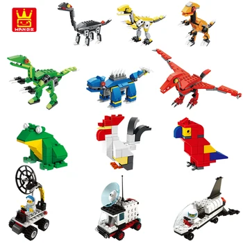WANGE Blocuri 6pcs/set Capsule Seria de Mini-Animal/Transport/Spațiu/Dinozauri/Monstru DIY pentru Copii de Învățământ Jucarie Cadou