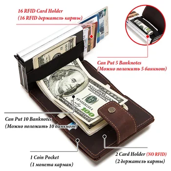 Moda Crazy Horse Piele Barbati portofel de Piele Hasp Monede Portofel RFID Aluminiu Titularul Cardului de Credit Bancar Nou posesor de card Caz