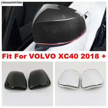 Fibra de Carbon / Crom ABS Interior Pentru VOLVO XC40 2018 - 2021 Negru Oglinda Retrovizoare Capacul Ornamental Accesorii Decorative