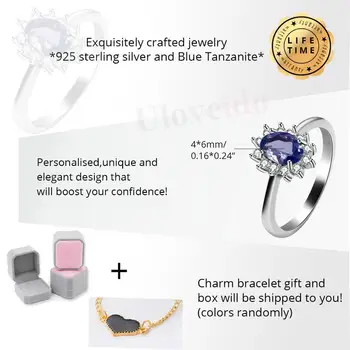 Uloveido Albastru Tanzanite Piatră prețioasă de Logodna Inel, Argint 925 Inel pentru Femei Aniversare de Nunta Inel de 28%pe FJ272