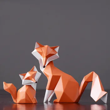 Noi 2020 Nordic Moderne, Abstracte, Geometrice Fox Statuie Desktop Ornamente Creative pentru Office Home Decoratiuni de Animale Rasina de Artizanat