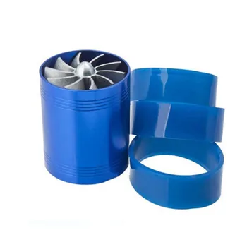 Auto Compresor Dublu Albastru Motor Potențiator De Turbină Turbo Încărcător Filtru De Aer De Admisie, Ventilator Gaz Combustibil Saver Kit Accesorii Auto
