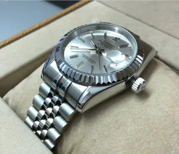 37.5 mm Sangdo de Afaceri ceas cadran argintiu - alb Automatic Self-Wind mișcare de Înaltă calitate ceasuri Mecanice Bărbați ceas sd227-8