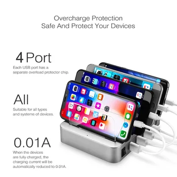 AIXXCO 4-Porturi 45W 9A USB încărcător Rapid stația de 5V 3A pentru iPhone X 8 7 iPad-ul rapid de încărcare usb dock pentru Samsung s8 s9 Xiaomi