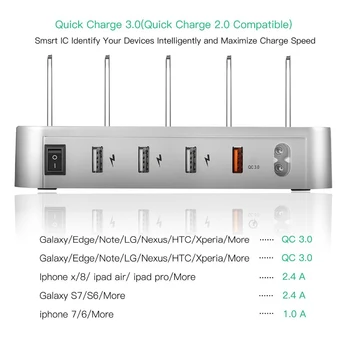 AIXXCO 4-Porturi 45W 9A USB încărcător Rapid stația de 5V 3A pentru iPhone X 8 7 iPad-ul rapid de încărcare usb dock pentru Samsung s8 s9 Xiaomi