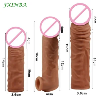 FXINBA 10 Tipuri de Penis Extender Manșon Elastic Reutilizabile Prezervative Produse pentru Sex Pentru Bărbați Intarziere Ejaculare de Extindere Intim Bunuri