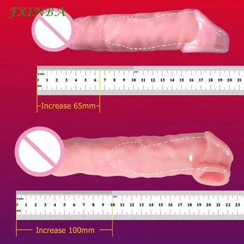 FXINBA 10 Tipuri de Penis Extender Manșon Elastic Reutilizabile Prezervative Produse pentru Sex Pentru Bărbați Intarziere Ejaculare de Extindere Intim Bunuri