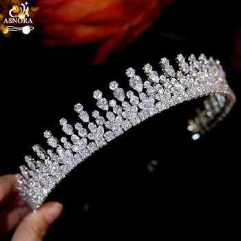 ASNORA Nouă Coroană de Nunta, de Mireasa Cristal banda de Susținere Accesorii de Nunta, Potrivite Pentru Cap Mic Prelungit Diademe Și Coroane