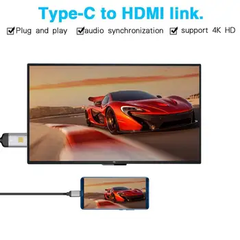 USB 3.1 Type C La HDMI 1.4 4K 60Hz Full HD TV Cablu Adaptor Negru Pentru Samsung Galaxy S20 S9 S10 Huawei P40 P30 P20