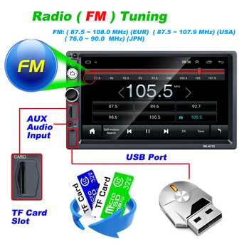 Podofo Player Multimedia Android 2 Din Masina Stereo FM Radio GPS-ul De 7