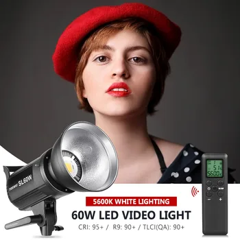 Neewer SL-60W Video cu LED-uri de Lumină Albă 5600K Versiune,60W CRI 95+,TLCI 90+ cu Control de la Distanță + Reflector+Iluminat Bowens Muntele