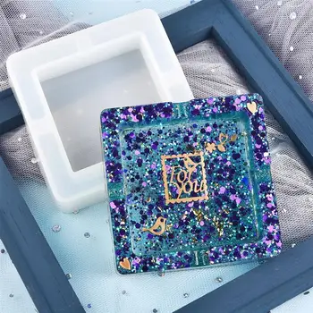DIY epoxidice cristal oglindă scrumiera mucegai silicon rasina UV rasina de artizanat lucrate manual mucegai patrat/rotund container