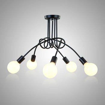LED Candelabru de Iluminat Industriale Moderne Spider Candelabre Vintage Negru de Fier Corpuri de iluminat Dormitor, Camera de zi E27