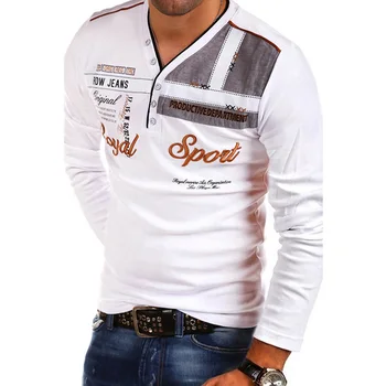 Moda pentru bărbați Personalitate Cultivarea cu mâneci lungi Tricou Polo casual Brand nou de bumbac tricou polo barbati haine 2018 topuri tricouri