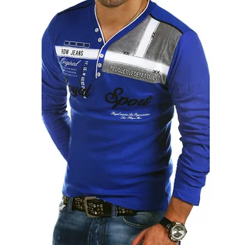 Moda pentru bărbați Personalitate Cultivarea cu mâneci lungi Tricou Polo casual Brand nou de bumbac tricou polo barbati haine 2018 topuri tricouri