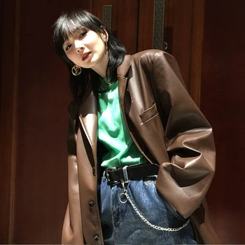 Vintage Liber Geaca de Piele Femei coreene PU Liber Moto Jacket de sex Feminin 2021 Primăvară de Moda Streetwear Femei Iarna Y2k Haina Noua