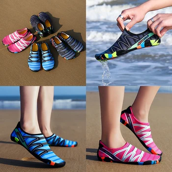 2019 Barbati Femeie De Plajă De Vară În Aer Liber Trecere Prin Vad Pantofi De Înot Papuci De Casă Pe Surf Uscare Rapidă Aqua Pantofi Piele, Șosete Cu Dungi, Pantofi De Apă